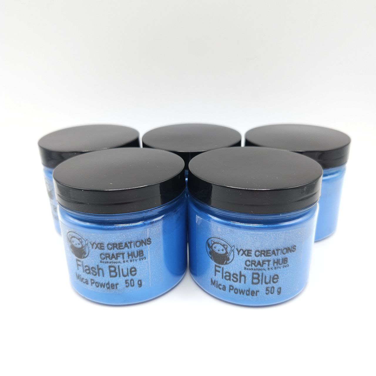 Flash Blue Mica Powder - 50 g jar top view