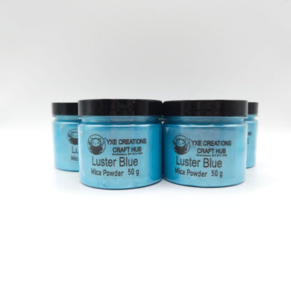 Luster Blue Mica Powder - 50 g jar front view