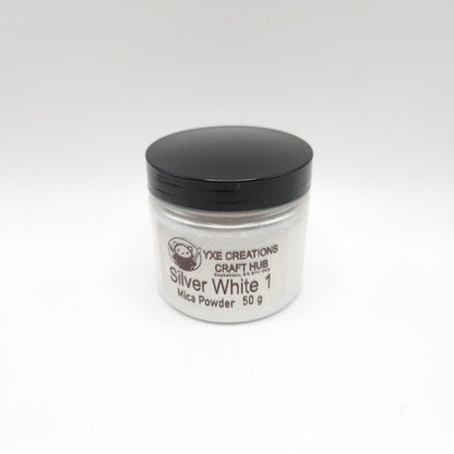 Silve White 1 Mica Powder - 50 g jar top view