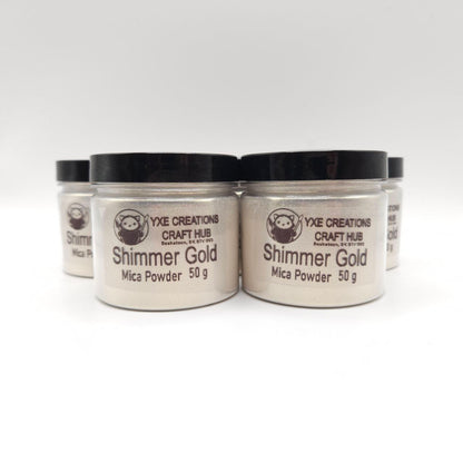 Shimmer Gold Mica Powder - 50 g jars front view