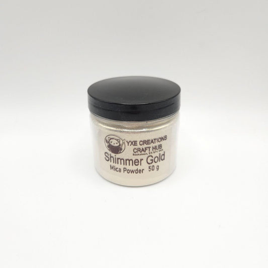 Shimmer Gold Mica Powder - 50 g jar top view