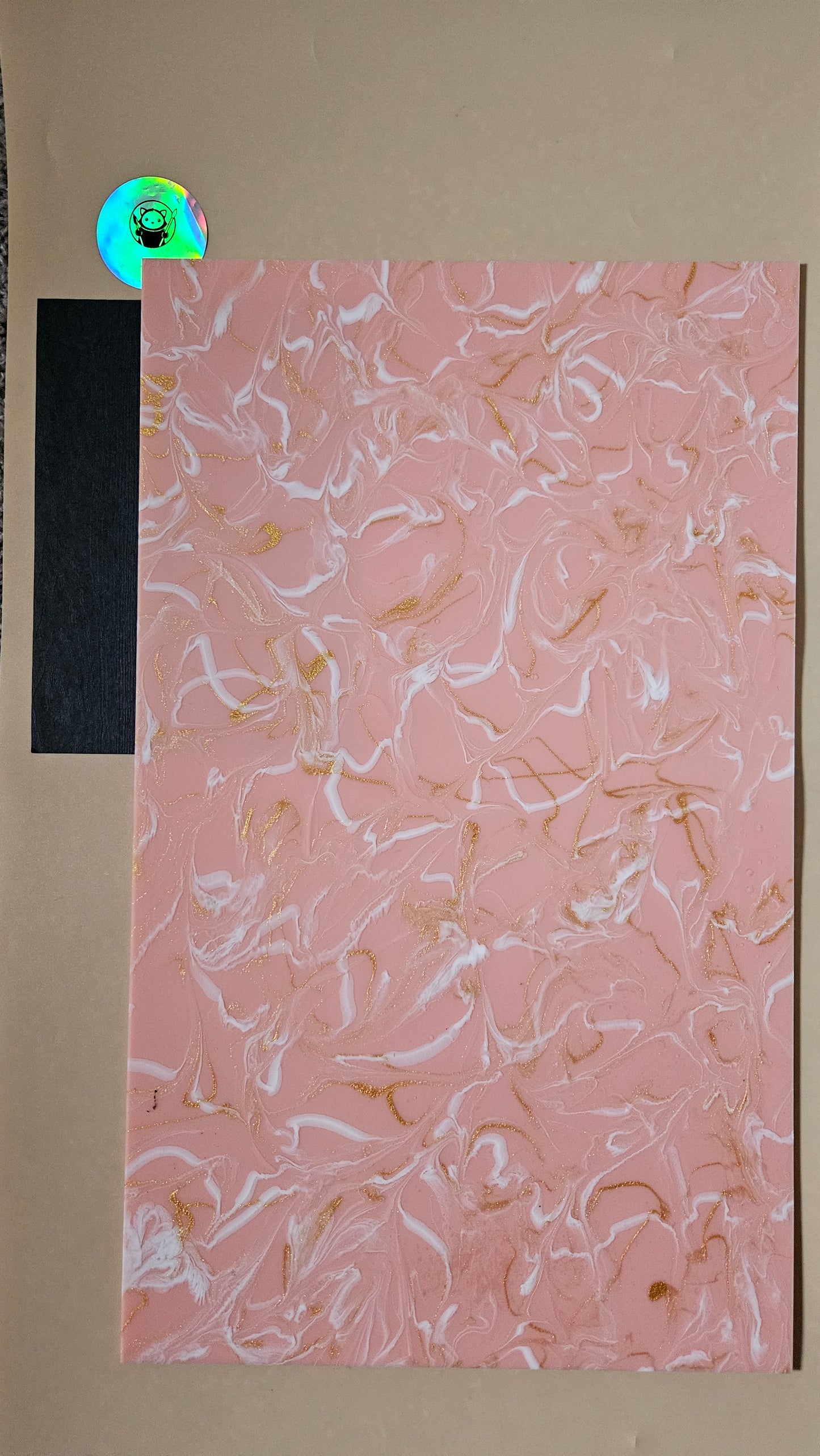 Acrylic Sheets - Pink and White MArble with Gold