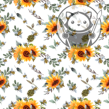 Next Level Sheet - Printed Acrylic and Plywood - Bees and Flowers Pattern