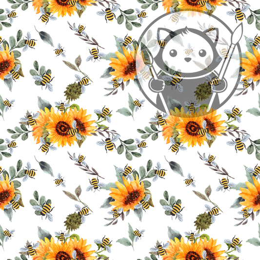 Next Level Sheet - Printed Acrylic and Plywood - Bees and Flowers Pattern