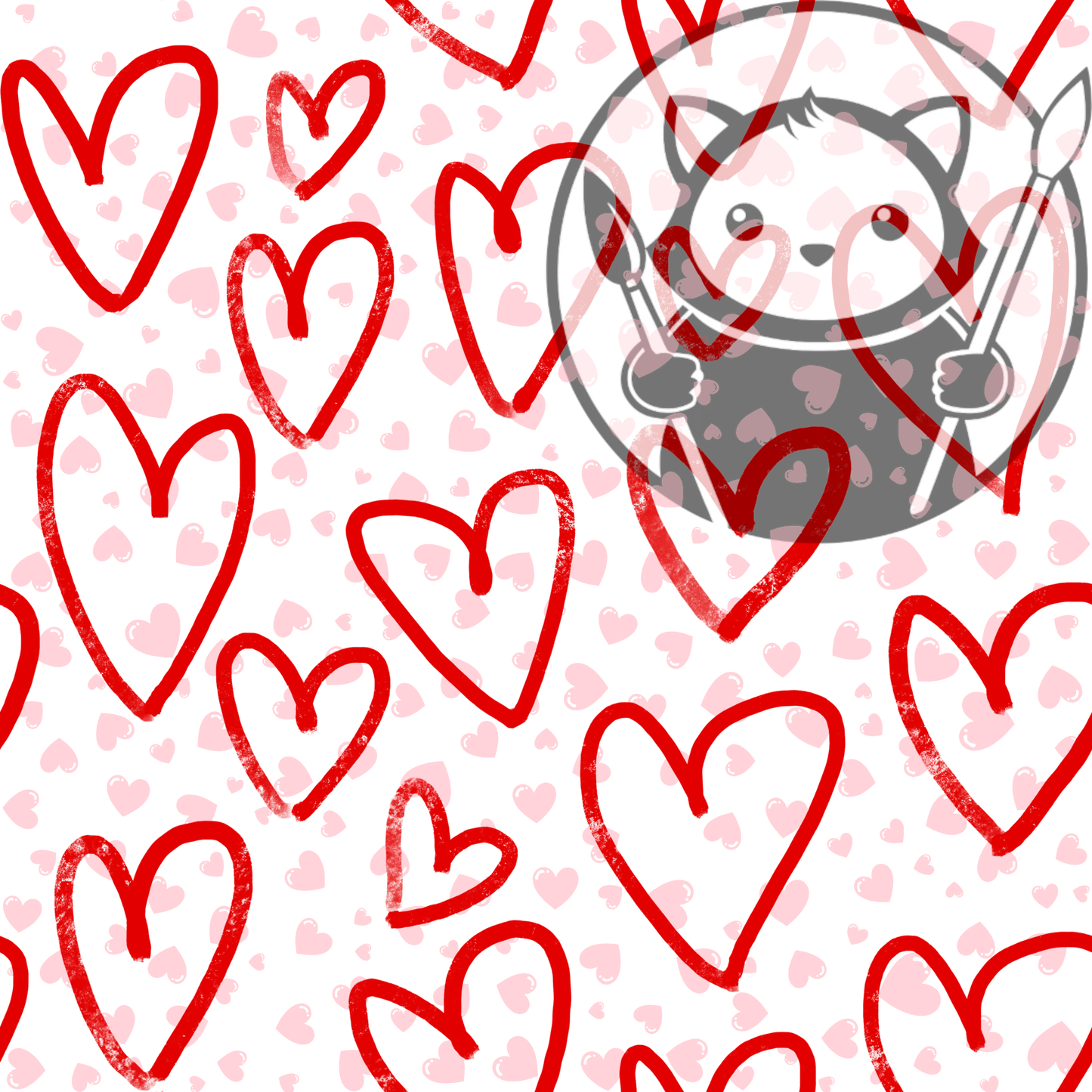 Next Level Sheet - Printed Acryic and Plywood Sheets - Big Red Hearts over Pink Hearts - Pattern