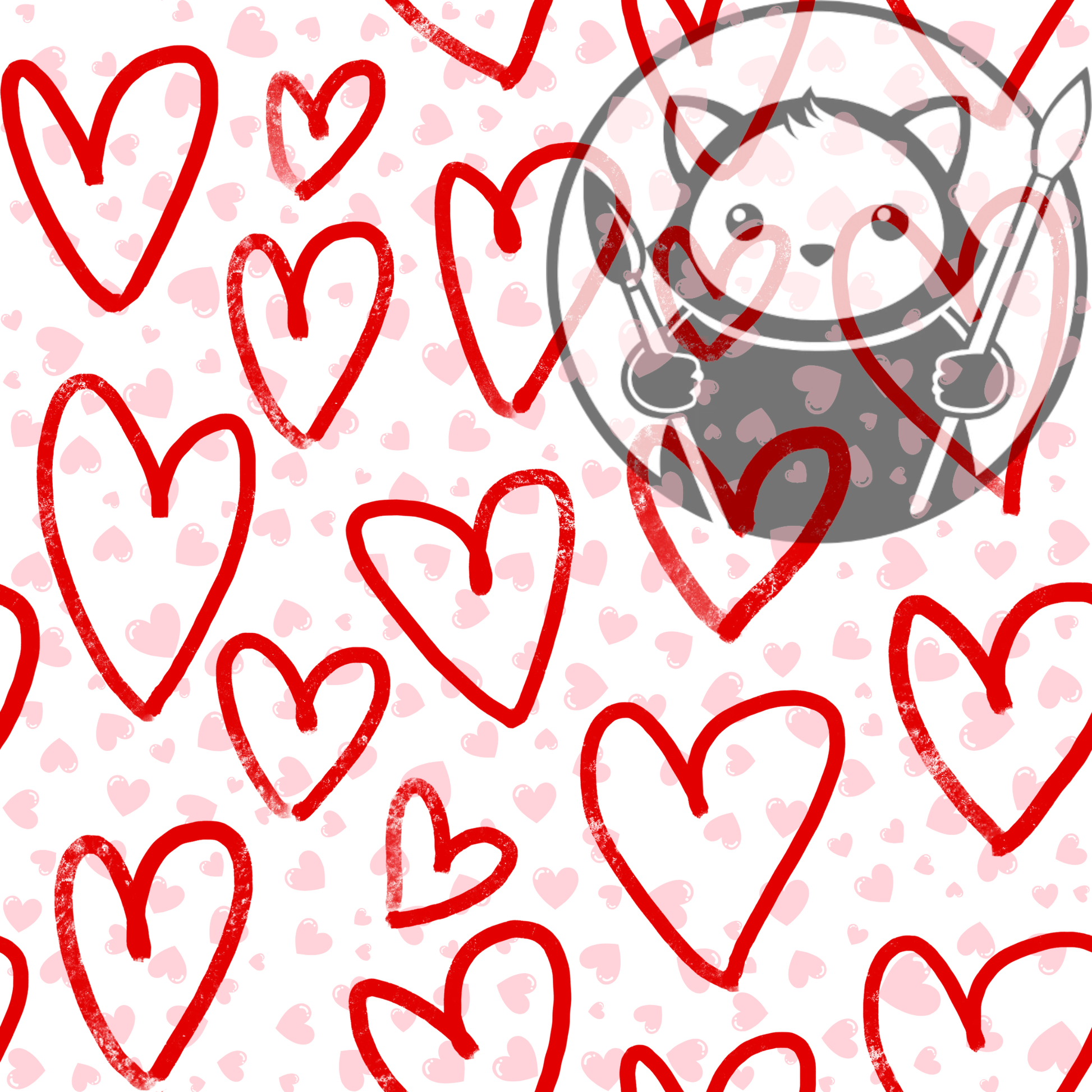 Next Level Sheet - Printed Acryic and Plywood Sheets - Big Red Hearts over Pink Hearts - Pattern
