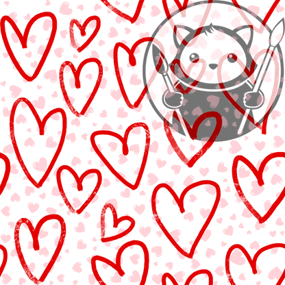 Next Level Sheet - Printed Acryic and Plywood Sheets - Big Red Hearts over Pink Hearts - Pattern