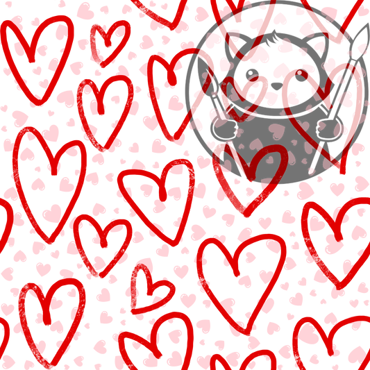 Next Level Sheet - Printed Acryic and Plywood Sheets - Big Red Hearts over Pink Hearts - Pattern