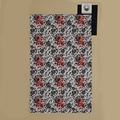 Floral patterned sheet with Black Roses and Red Paint for laser cutting and craft on a beige background "Next Level Sheet"