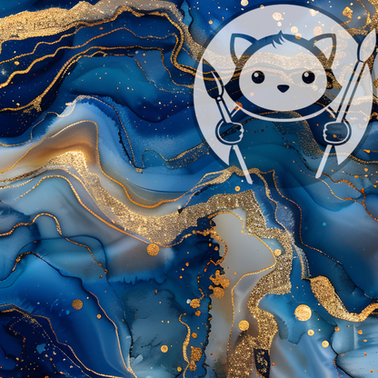 Alcohol Ink - Blue Gold #2 - Next Level Sheet