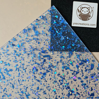 Blue Foil - Glitter Acrylic - Cast Acrylic for Laser Cutting - Sheet Preview Corner