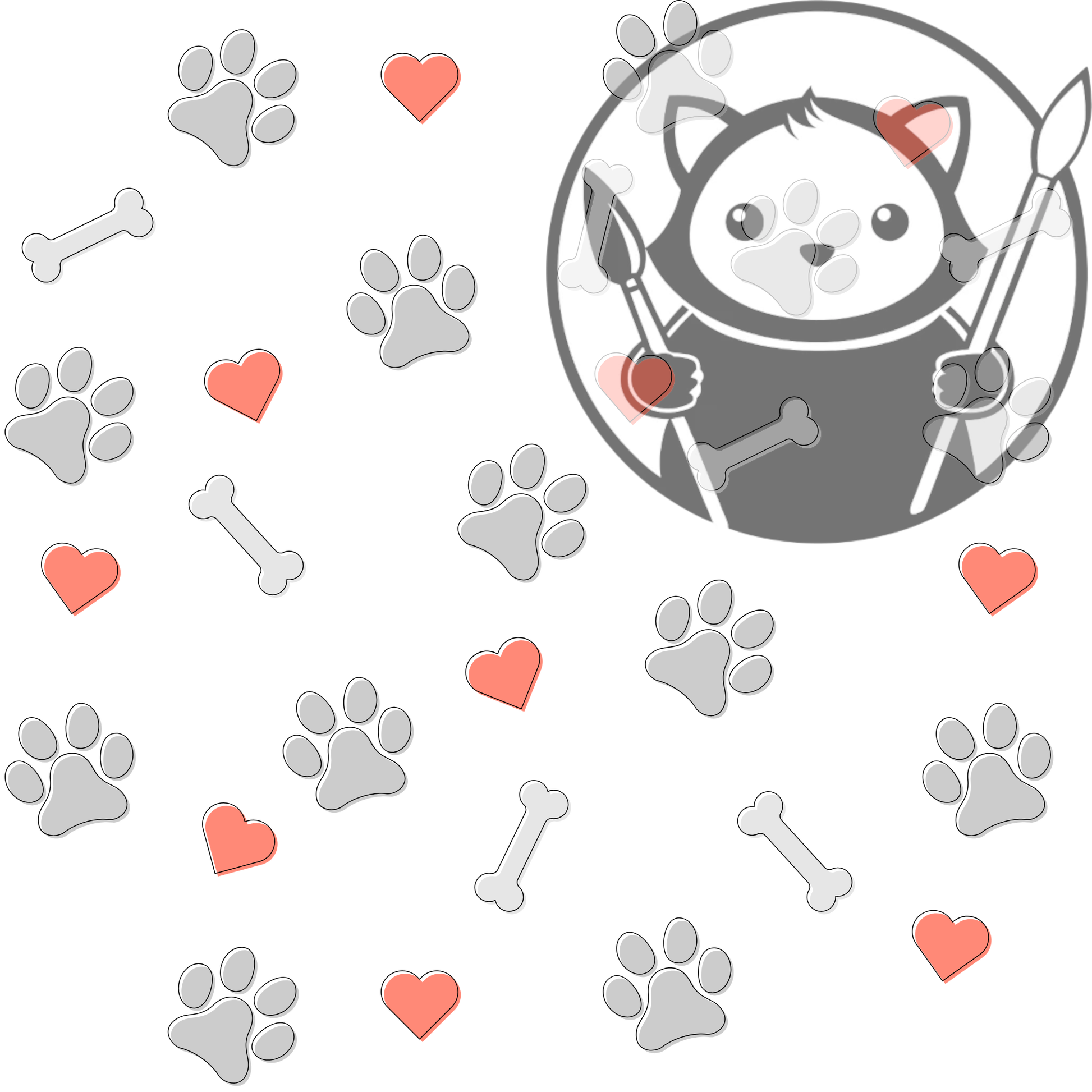 Next Level Sheet - Printed Acryic and Plywood Sheets - Bones Paws Hearts - Pattern