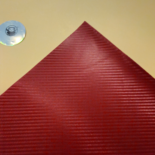 Carbon Fiber Red - Engraves Black- Leatherette Sheet – PU Material - Corner