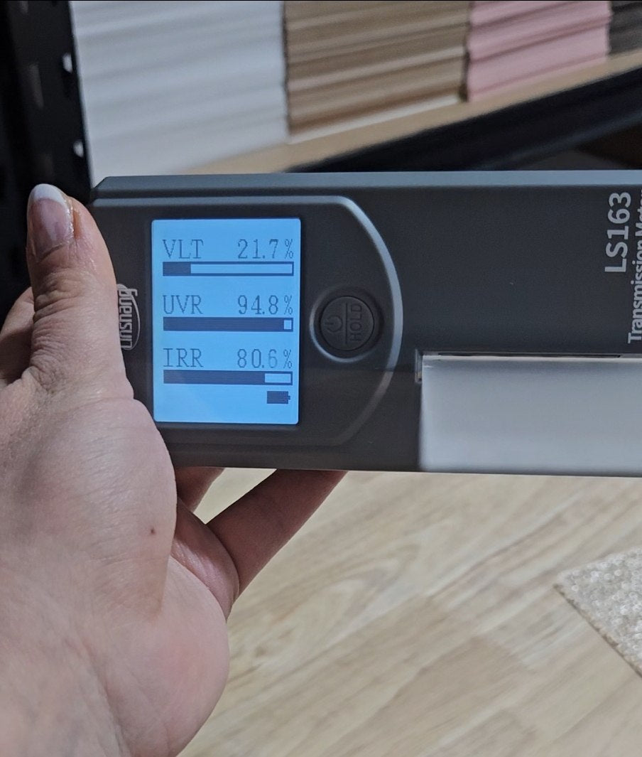 Clear frosted acrylic VLT UVR and IRR rates