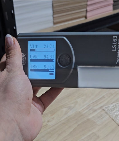 Clear frosted acrylic VLT UVR and IRR rates