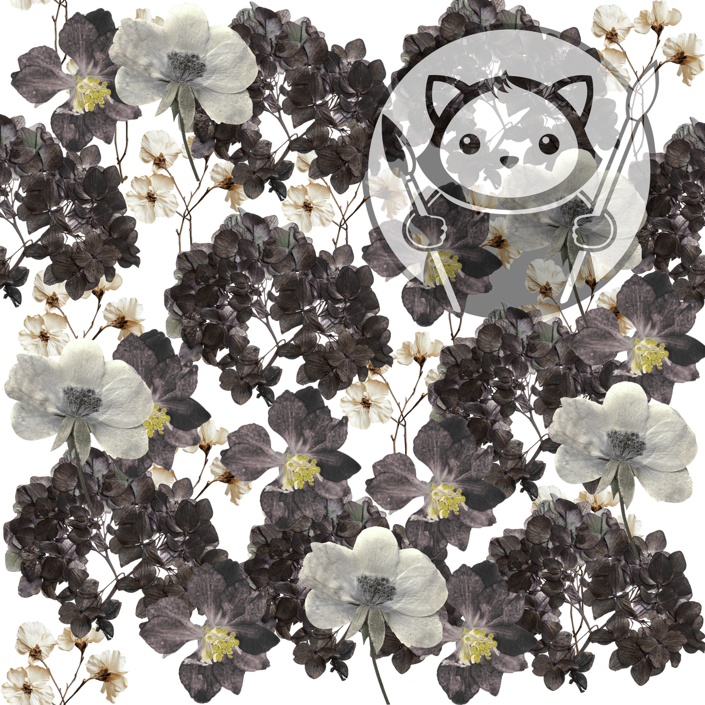 Next Level Sheet - Printed Acrylic and Plywood - Dark Flowers Pattern