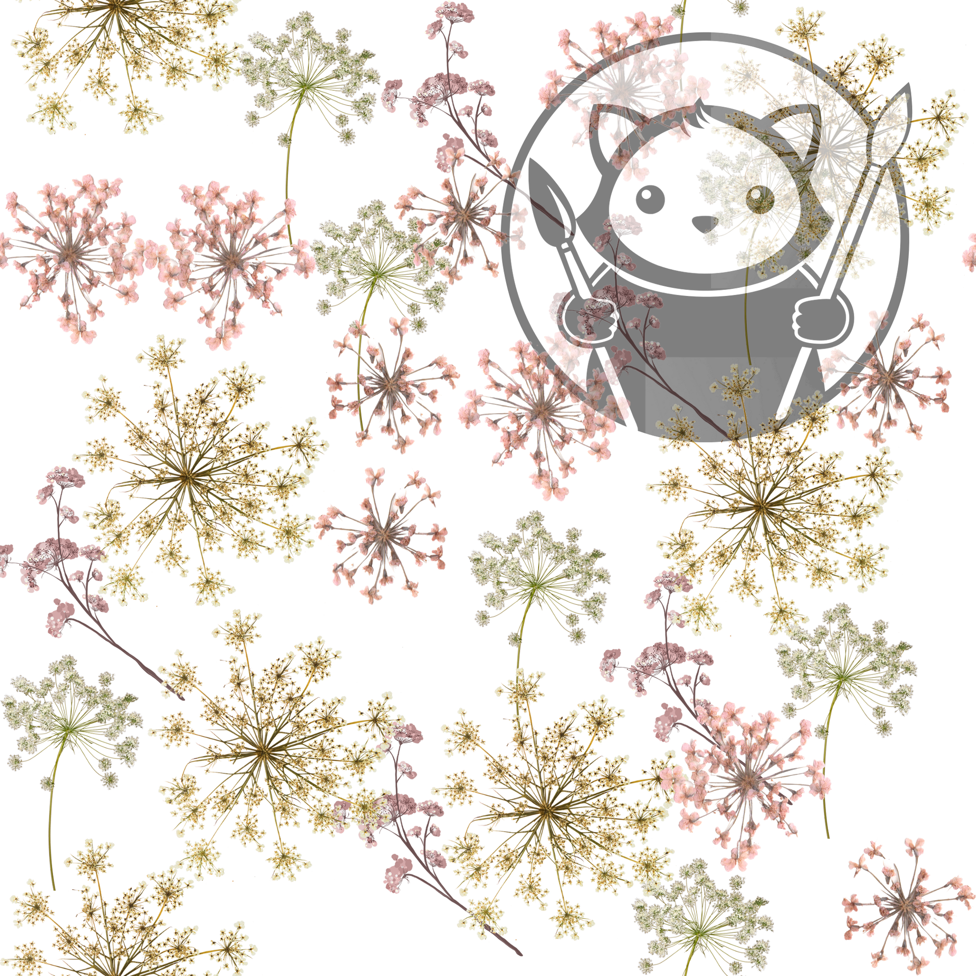 Next Level Sheet - Printed Acrylic and Plywood - Flowers Stalks Pattern