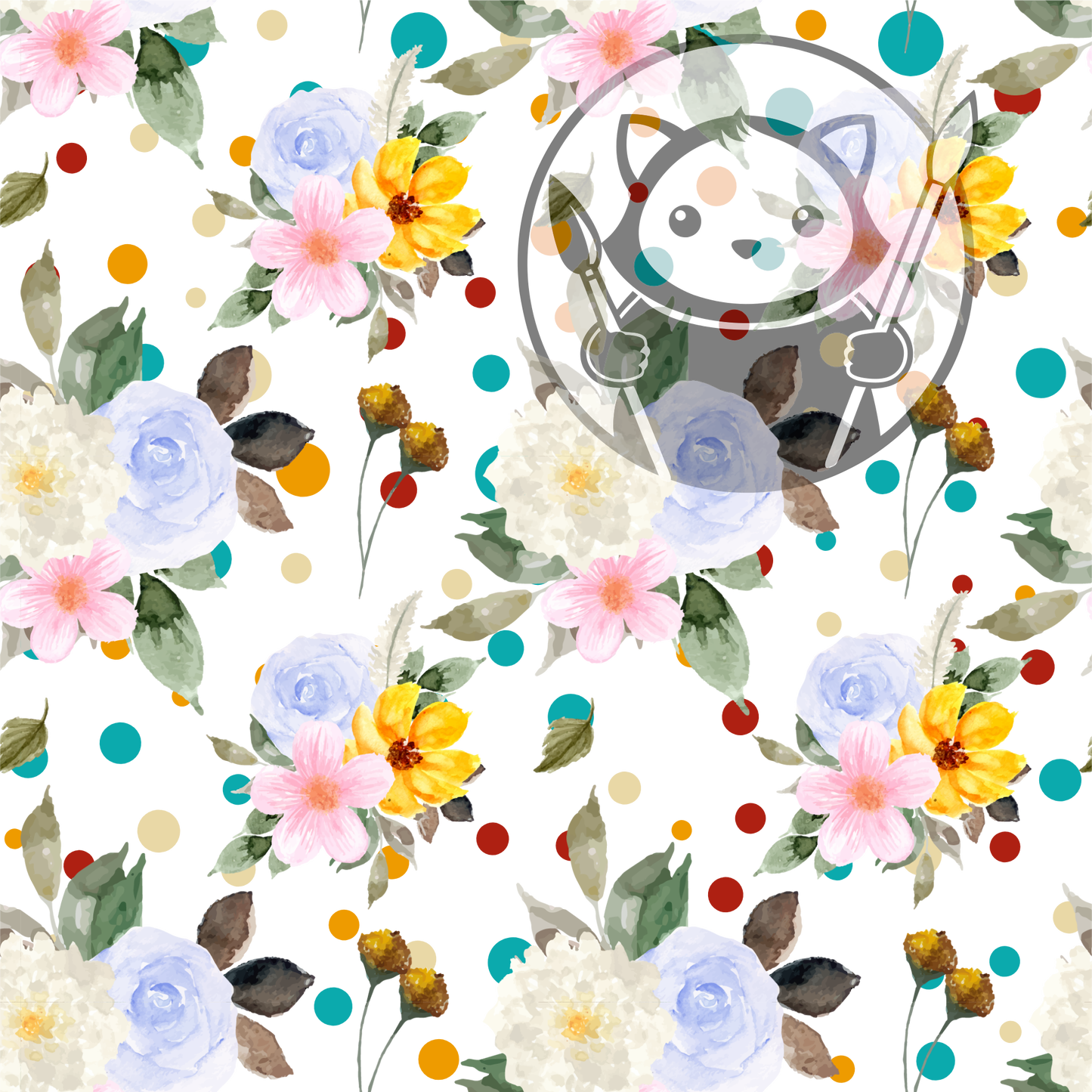 Next Level Sheet - Printed Acrylic and Plywood - Flowers and Dots Pattern