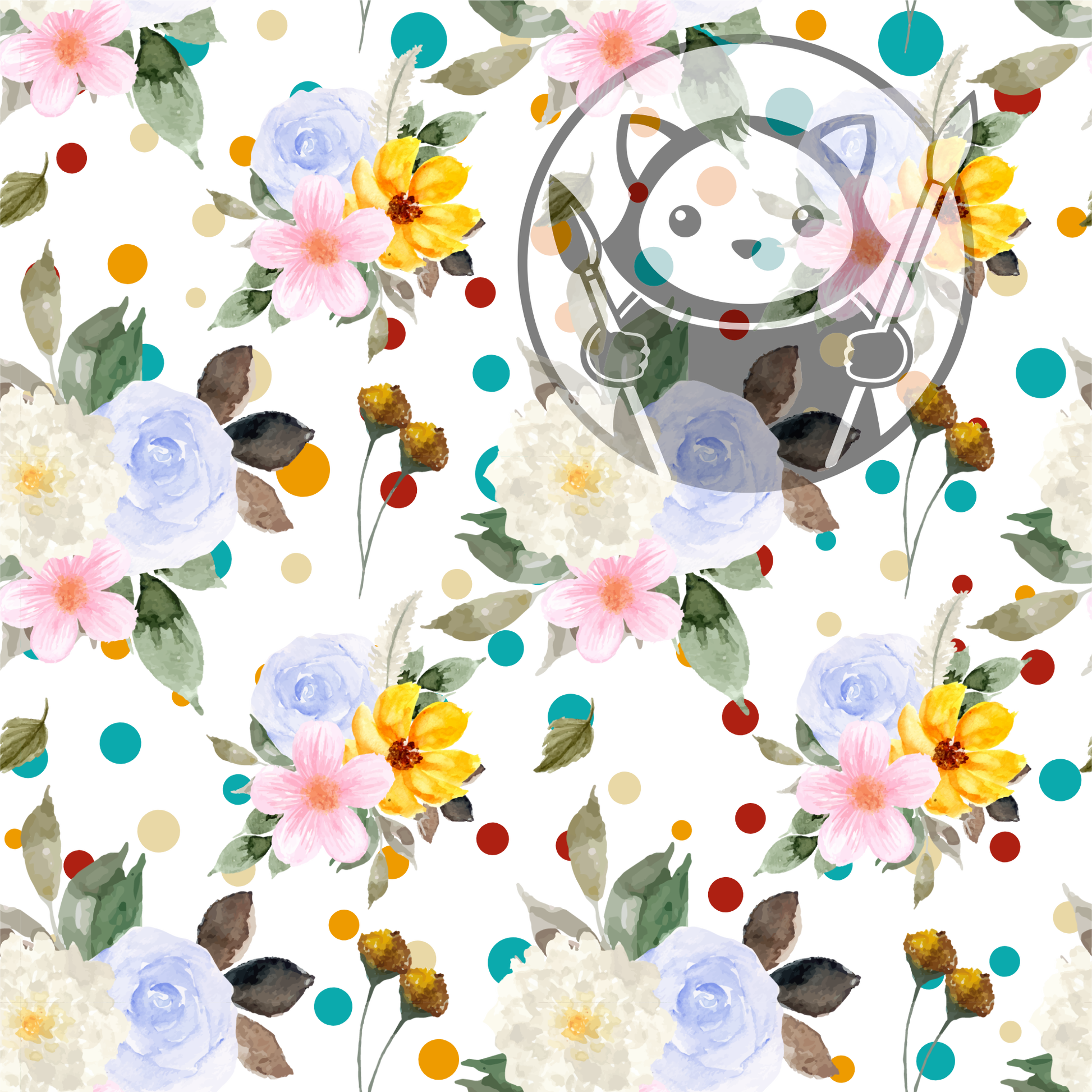 Next Level Sheet - Printed Acrylic and Plywood - Flowers and Dots Pattern