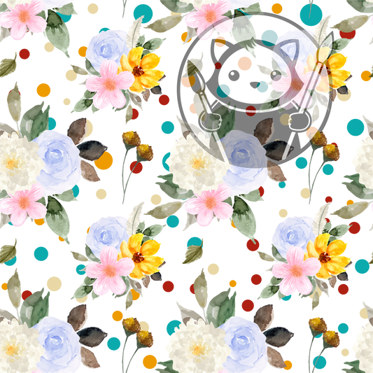 Next Level Sheet - Printed Acrylic and Plywood - Flowers and Dots Pattern