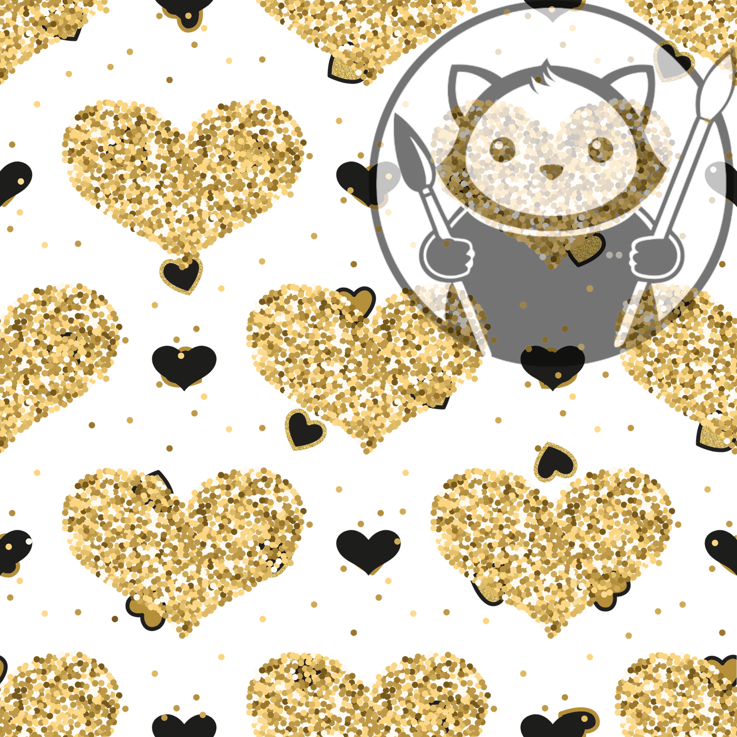 Next Level Sheet - Printed Acryic and Plywood Sheets - Gold and Black Hearts - Pattern