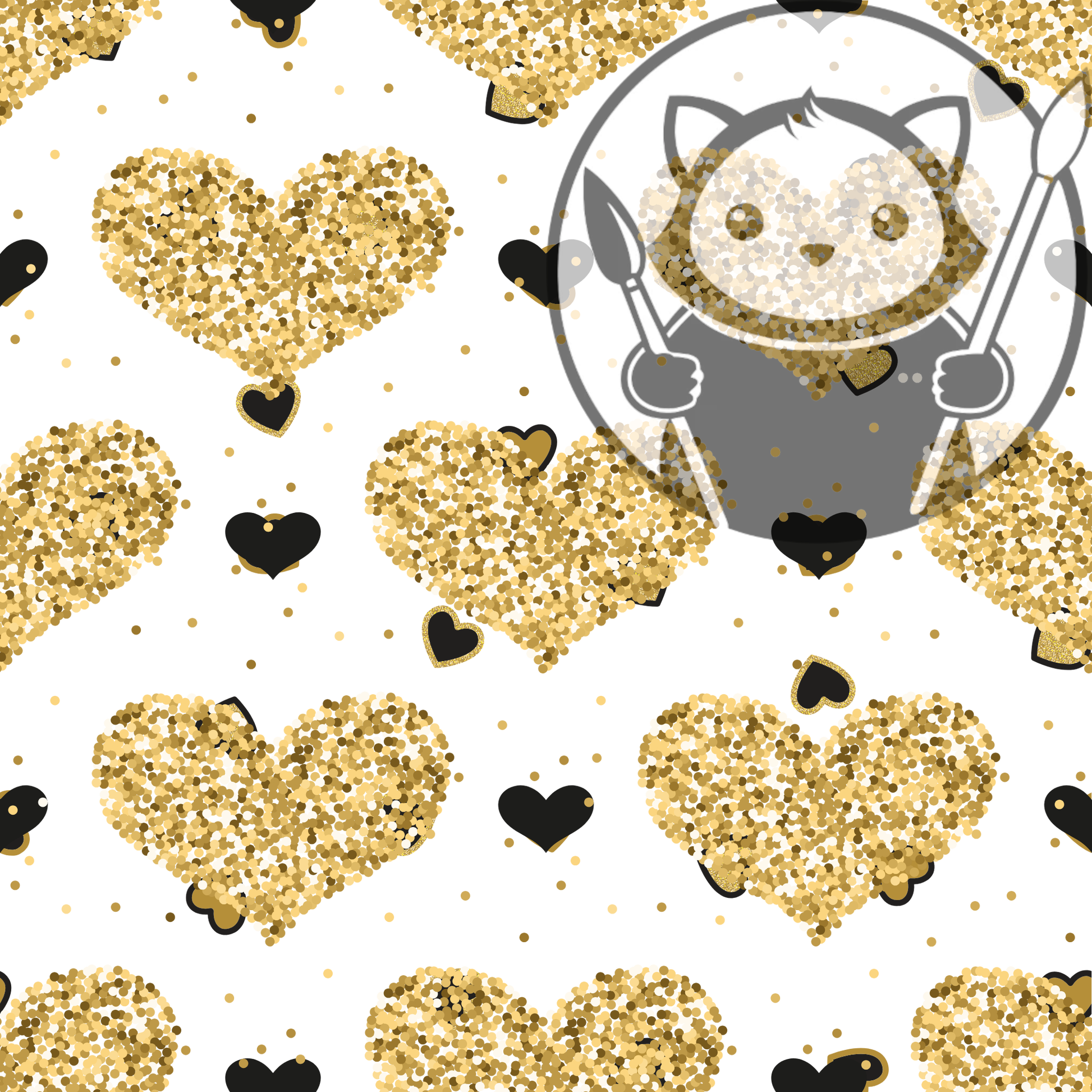 Next Level Sheet - Printed Acryic and Plywood Sheets - Gold and Black Hearts - Pattern