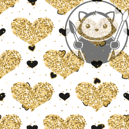 Next Level Sheet - Printed Acryic and Plywood Sheets - Gold and Black Hearts - Pattern