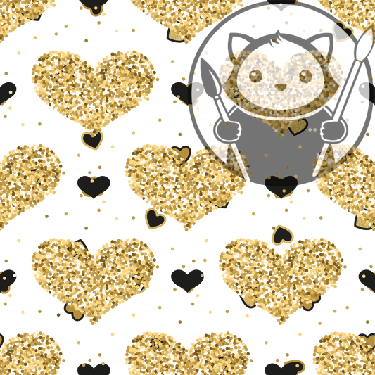 Next Level Sheet - Printed Acryic and Plywood Sheets - Gold and Black Hearts - Pattern