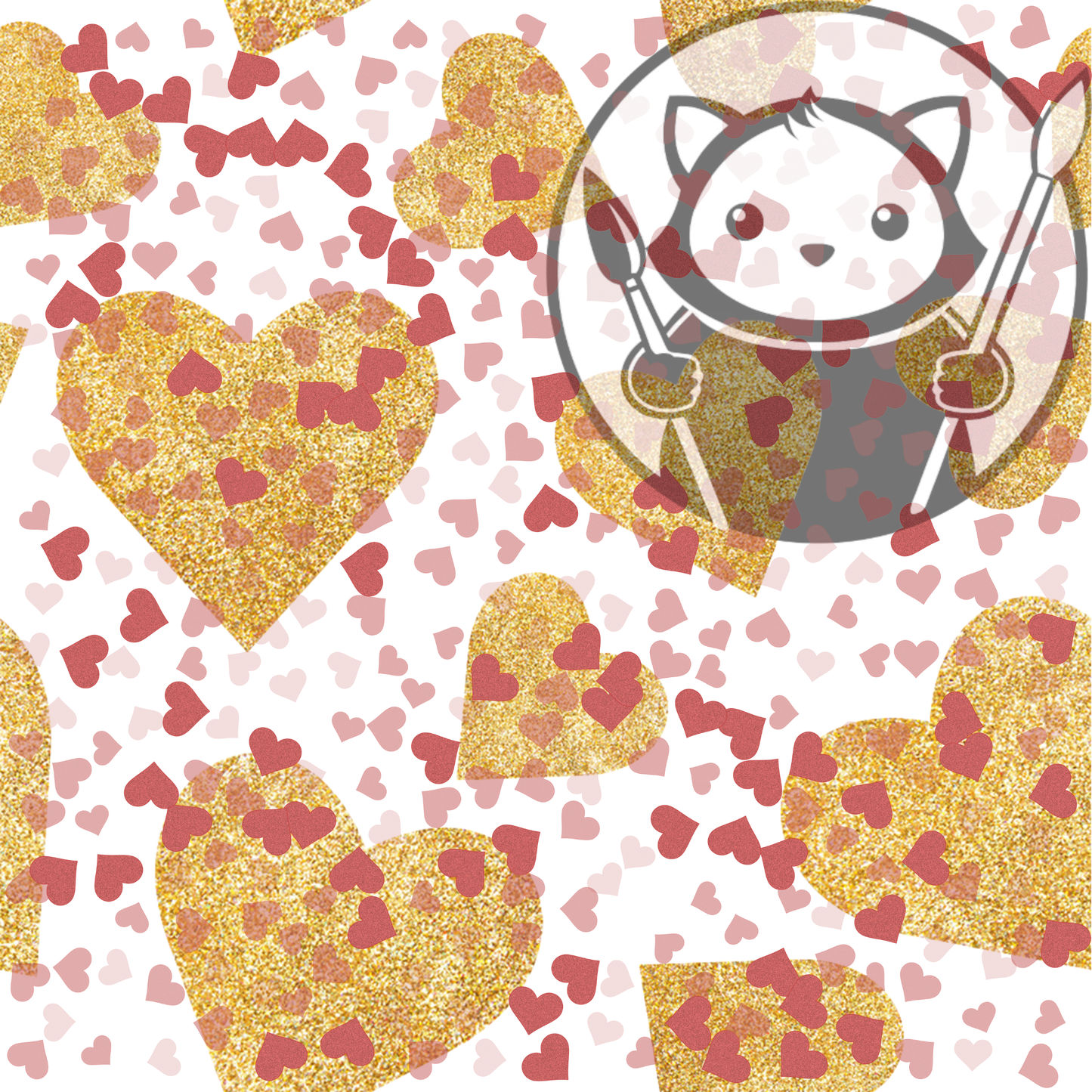Next Level Sheet - Printed Acryic and Plywood Sheets - Gold Hearts - Pattern