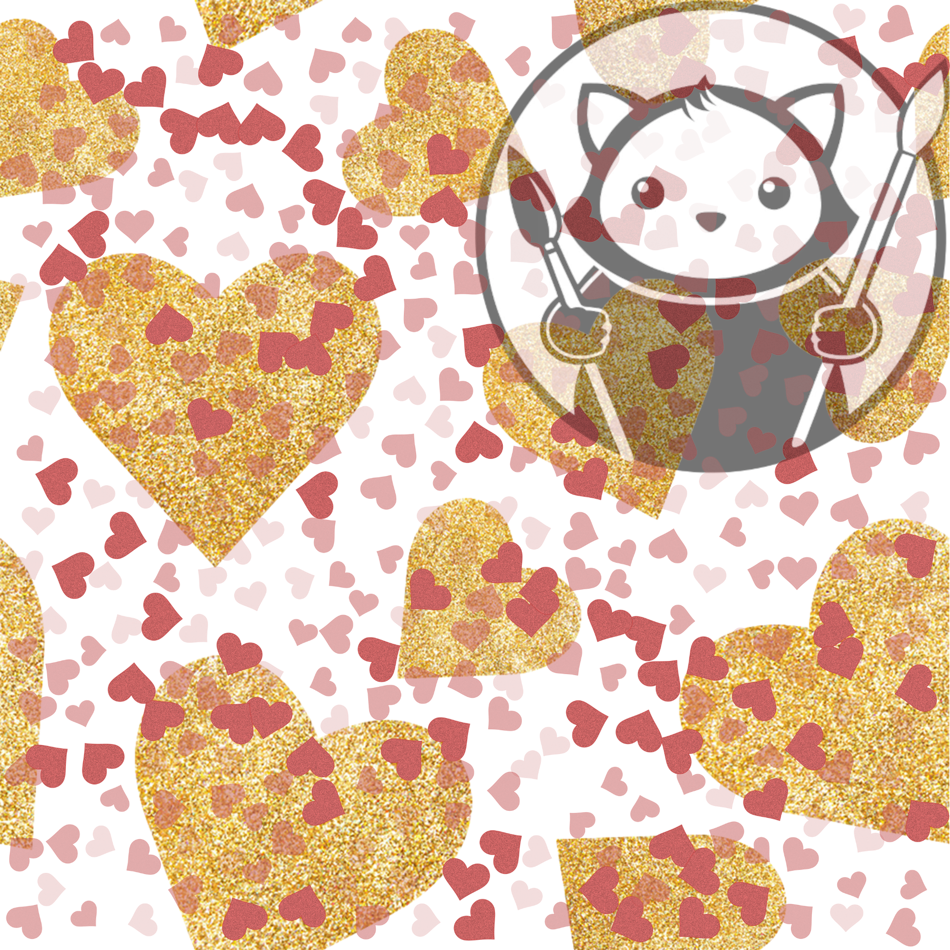 Next Level Sheet - Printed Acryic and Plywood Sheets - Gold Hearts - Pattern