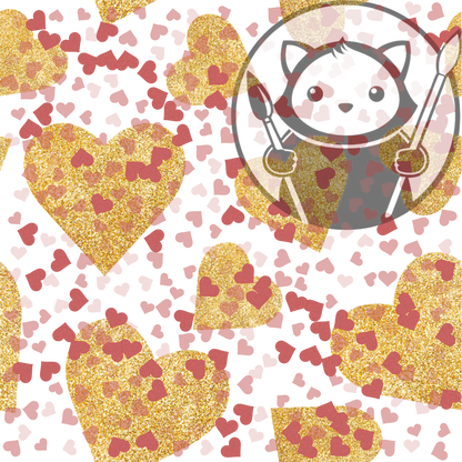 Next Level Sheet - Printed Acryic and Plywood Sheets - Gold Hearts - Pattern