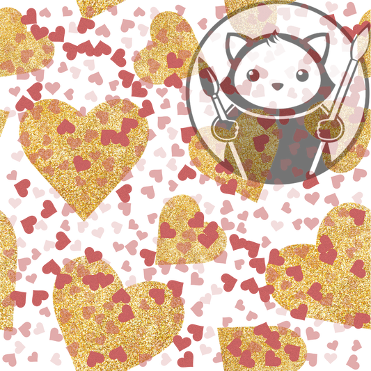 Next Level Sheet - Printed Acryic and Plywood Sheets - Gold Hearts - Pattern