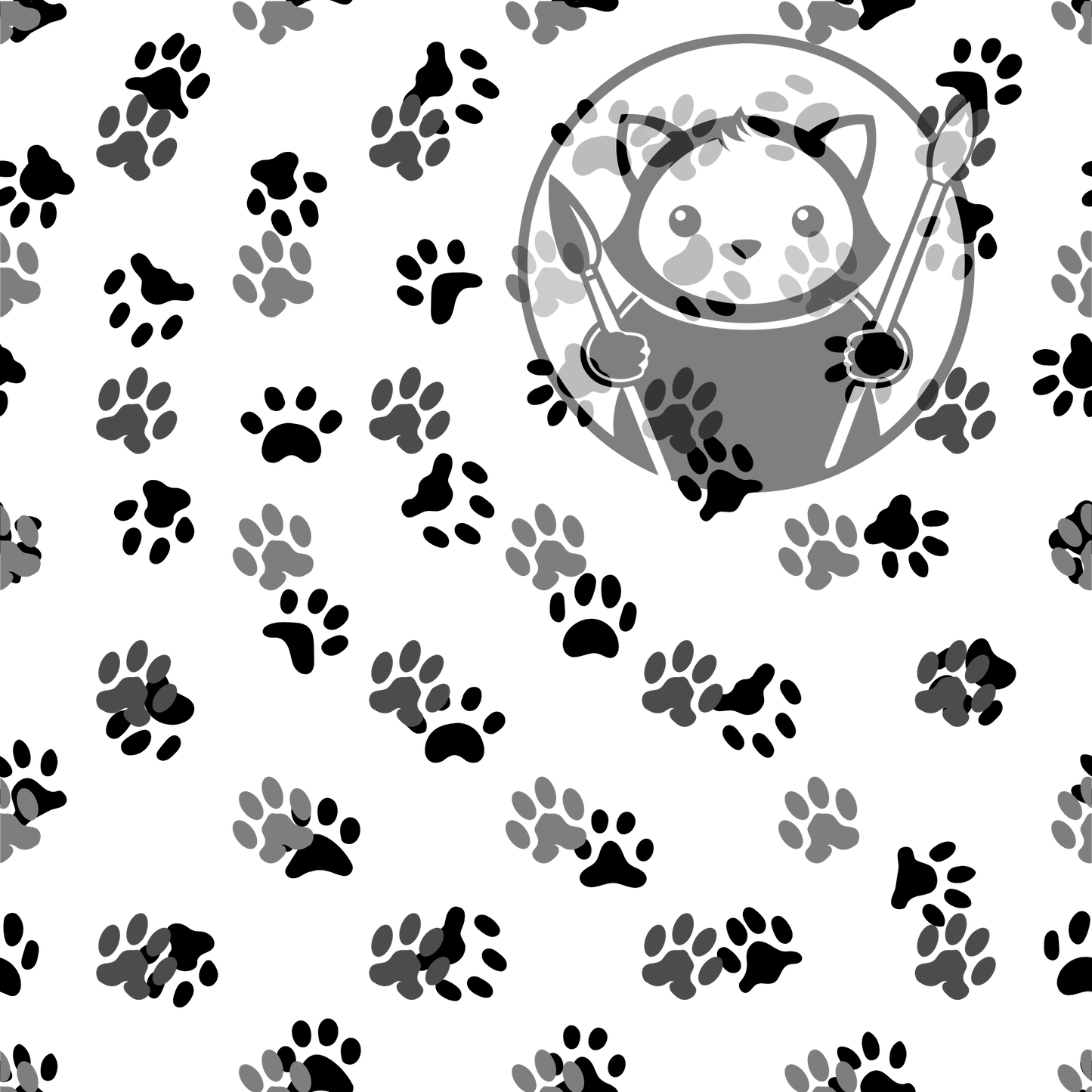 Next Level Sheet - Printed Acrylic and Plywood - Black Paws Pattern