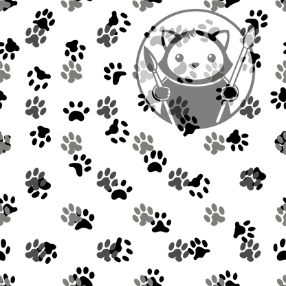 Next Level Sheet - Printed Acrylic and Plywood - Black Paws Pattern