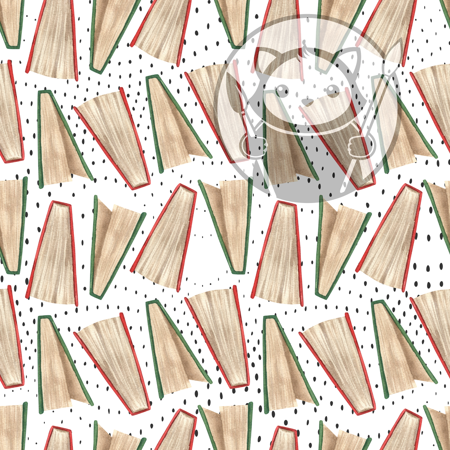 Next Level Sheets - Printed Acrylic and Plywood -  Green and Red Books Pattern