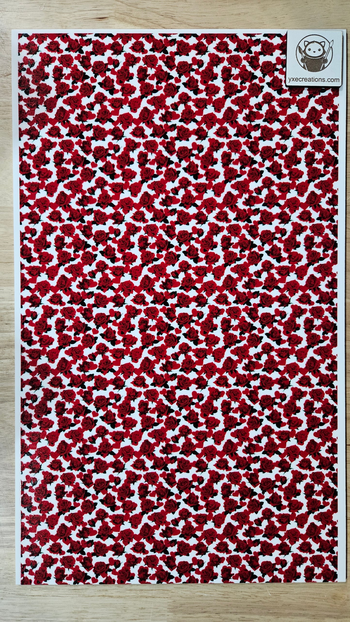 Hearts and Roses Printed on White Acrylic