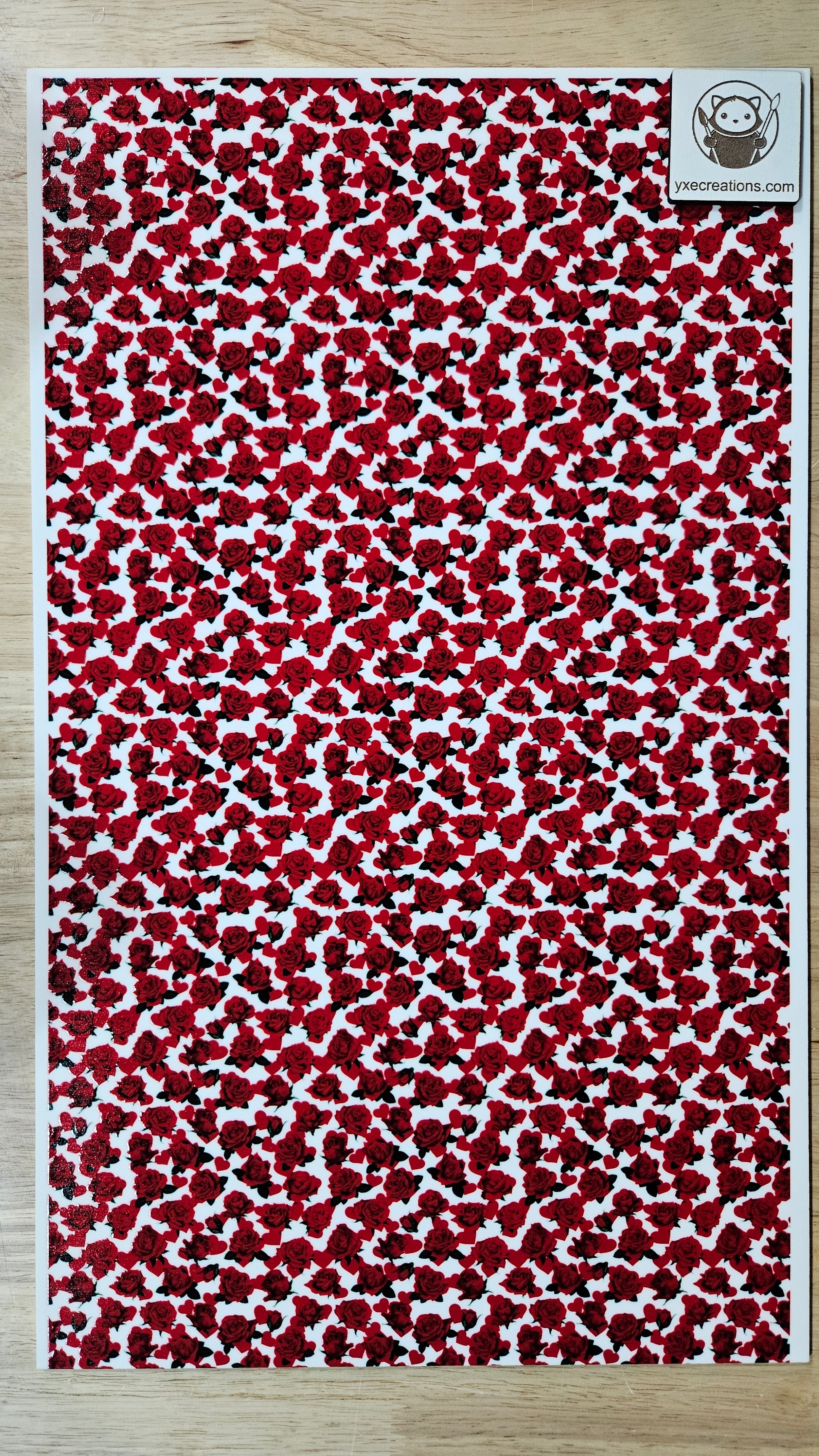 Hearts and Roses Printed on White Acrylic