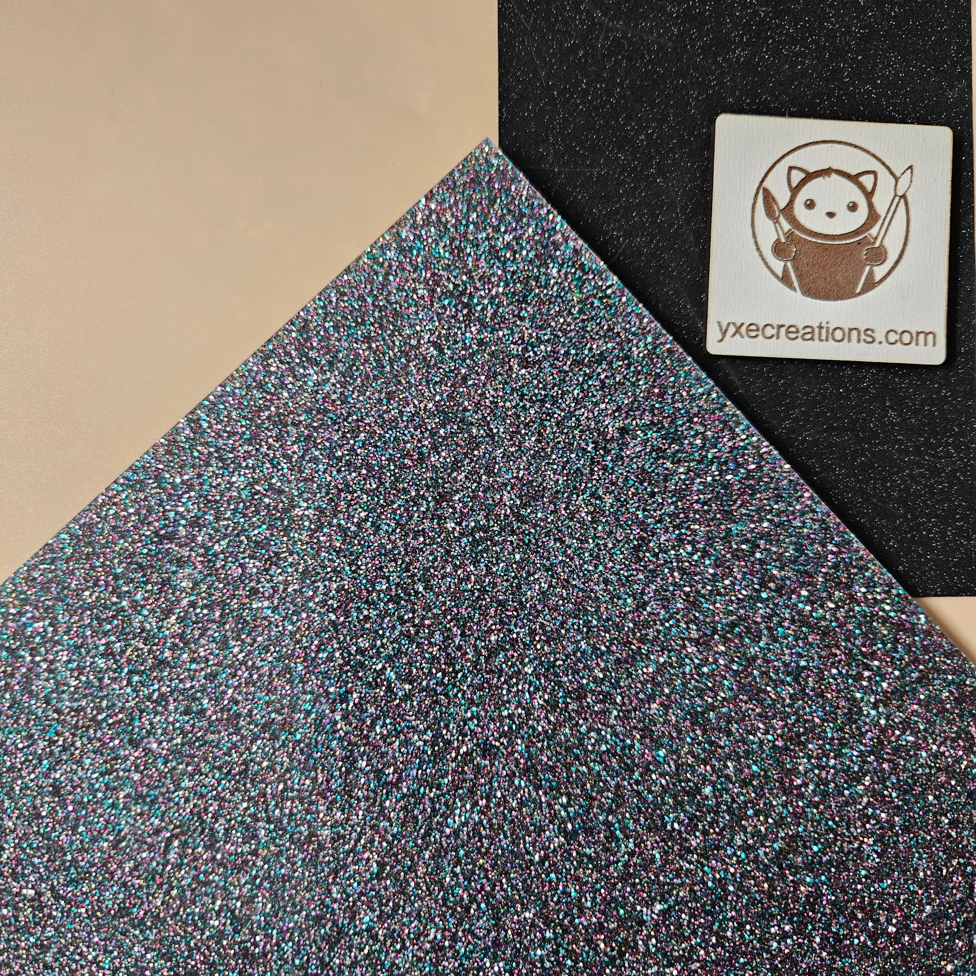 Iridiscent Black - Glitter Acrylic - Cast Acrylic for Laser Cutting - Sheet Preview Corner