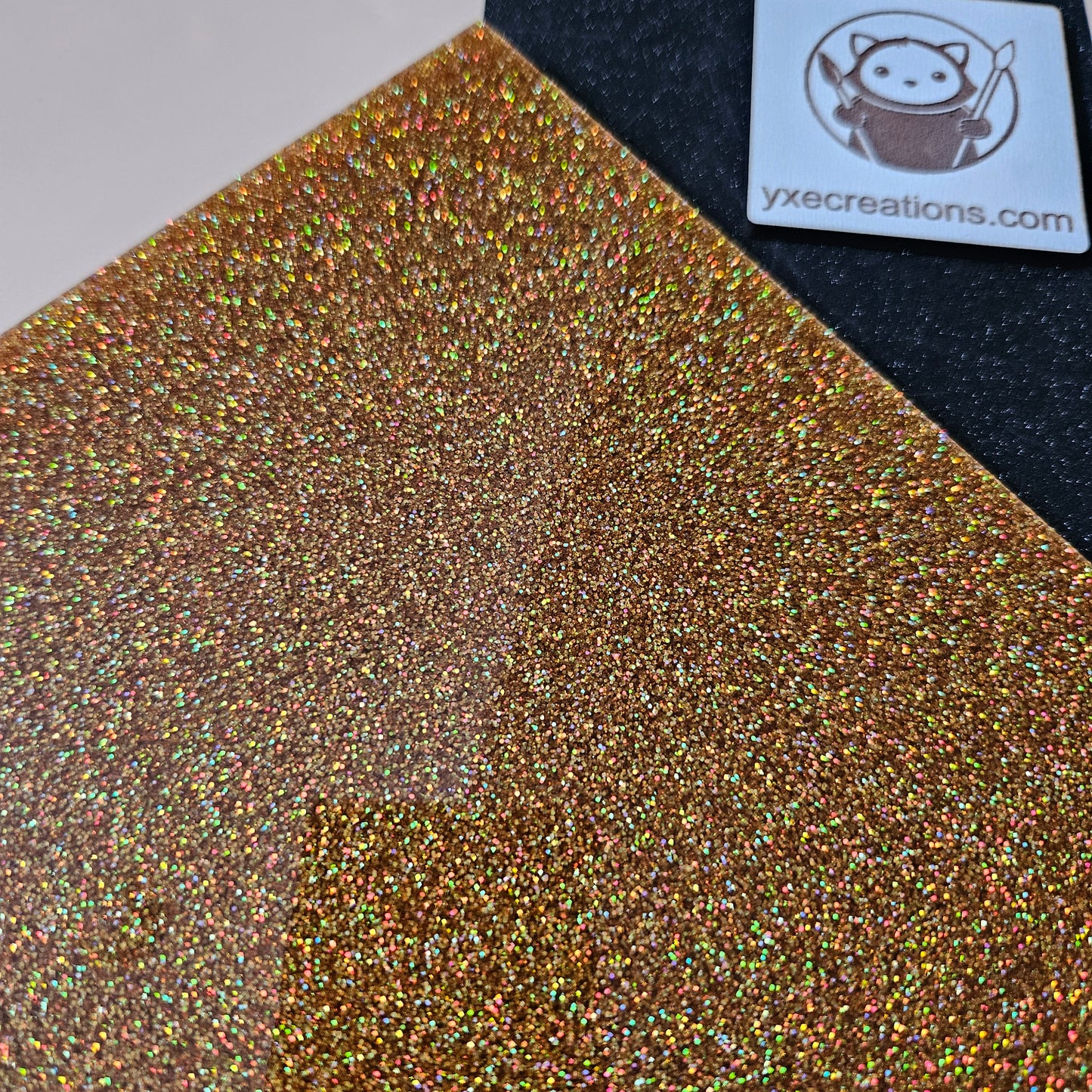 Iridiscent Gold - Glitter Acrylic - Cast Acrylic for Laser Cutting - Sheet Preview Corner