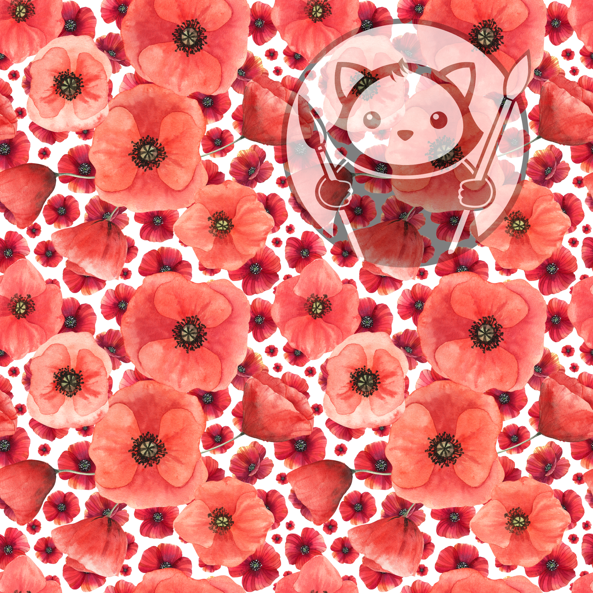 Next Level Sheet - Printed Acrylic and Plywood -Lots of Poppies Pattern