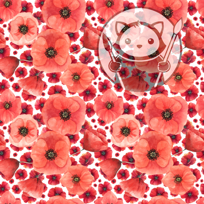 Next Level Sheet - Printed Acrylic and Plywood -Lots of Poppies Pattern