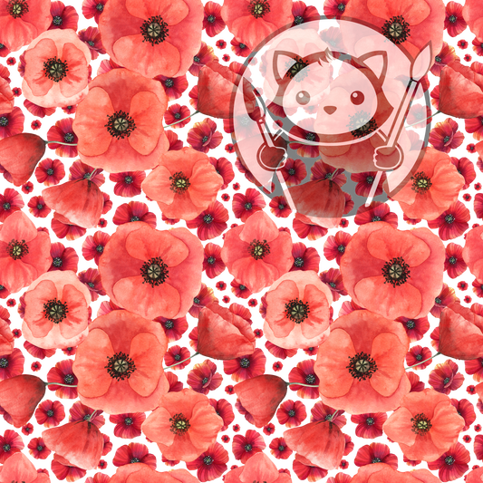 Next Level Sheet - Printed Acrylic and Plywood -Lots of Poppies Pattern