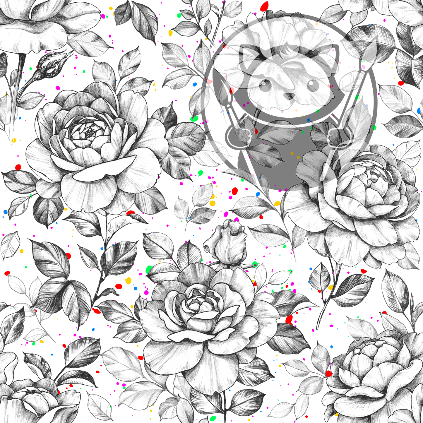 Next Level Sheet - Printed Acrylic and Plywood - Monochrome Roses Pattern