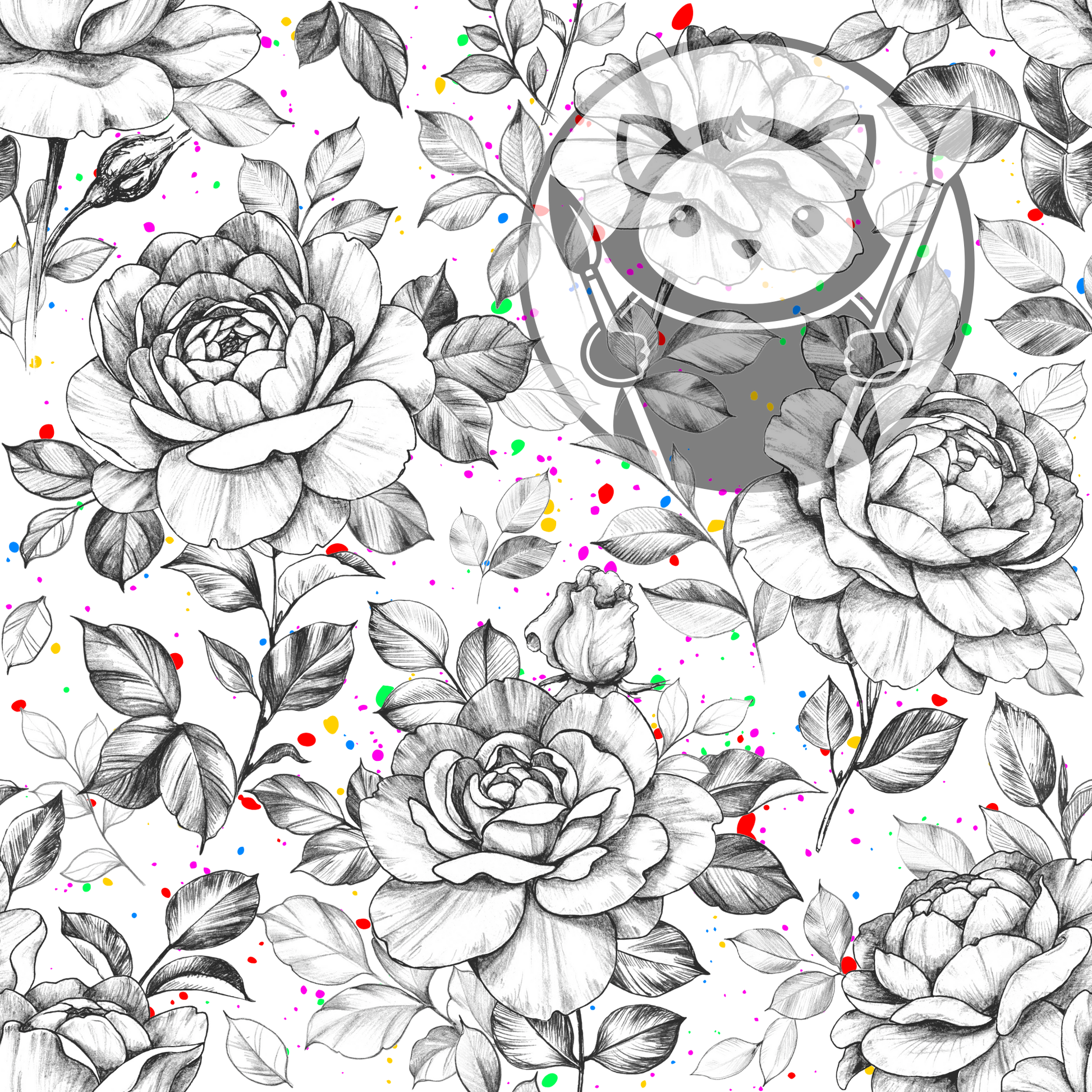 Next Level Sheet - Printed Acrylic and Plywood - Monochrome Roses Pattern