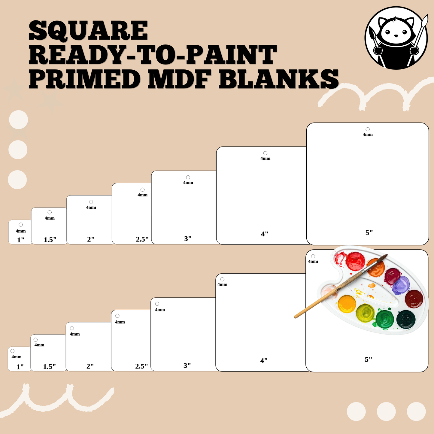 Ready-to-Paint Primed MDF Blanks - Square