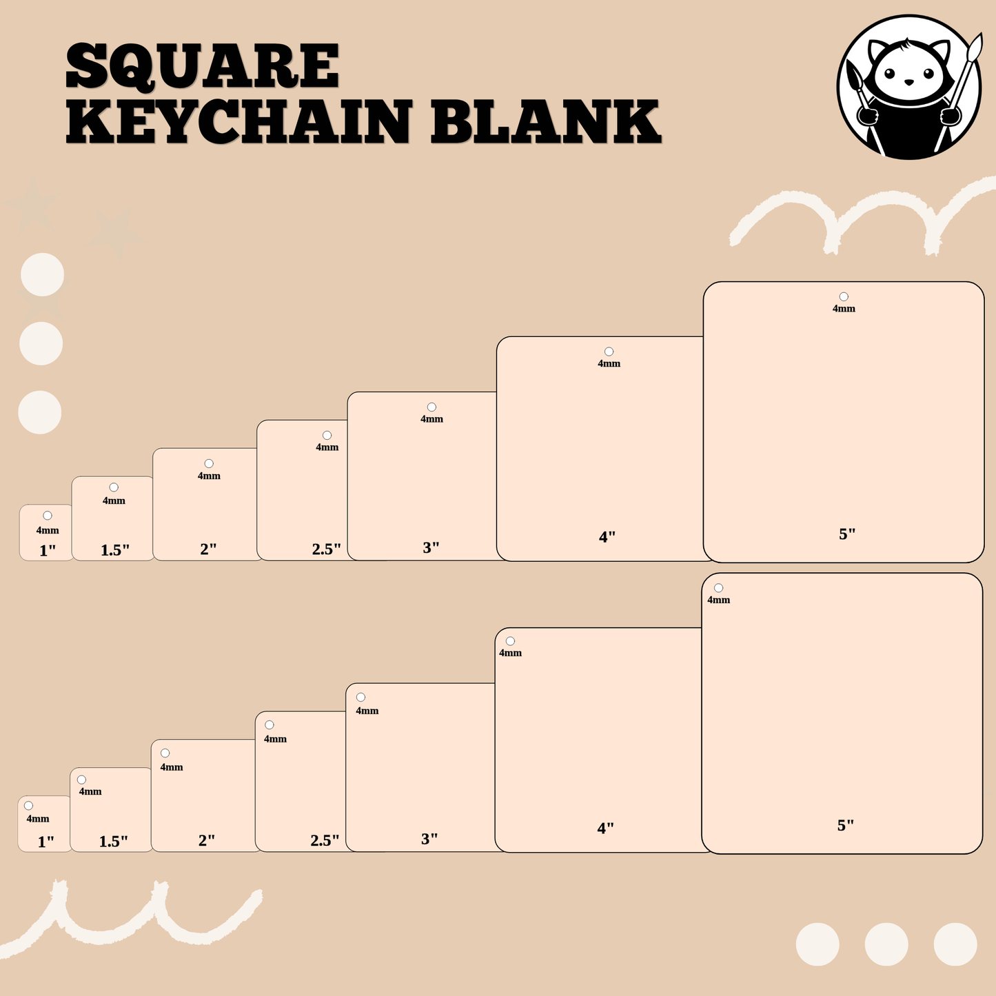Keychain Blank - Square | Acrylic & Sublimation Plywood Blanks
