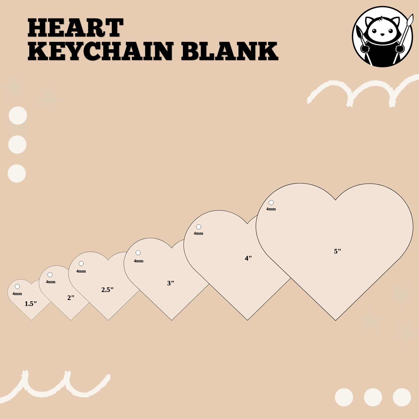 Keychain Blank - Heart | Acrylic & Sublimation Plywood Blanks