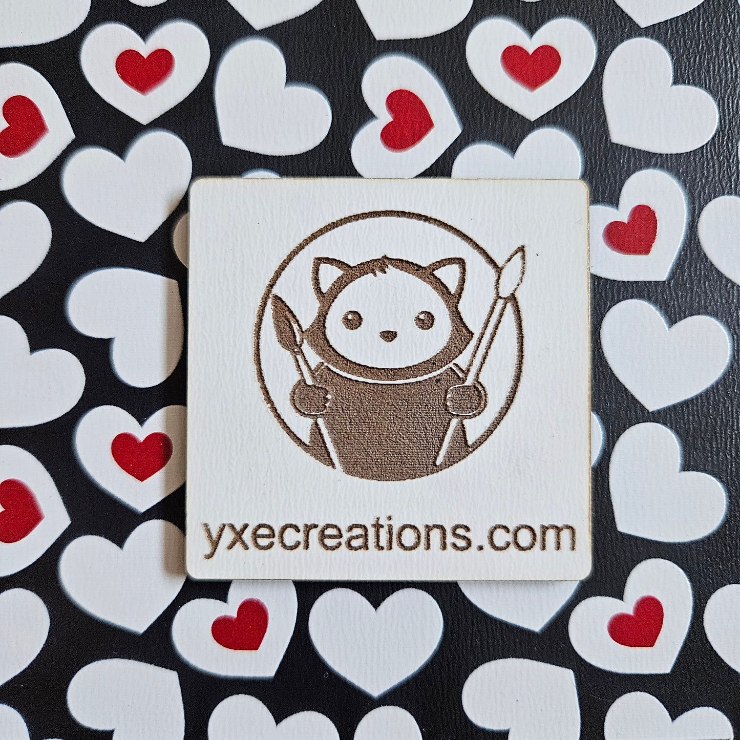 Next Level Sheet - Printed Acrylic and Plywood Sheets - Red and White Hearts - Close Up Black