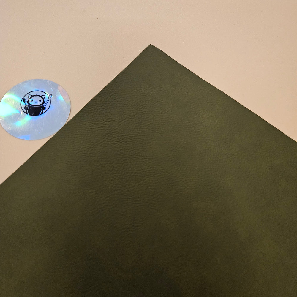Olive Green - Engraves Black - Leatherette Sheet – PU Material -  Corner