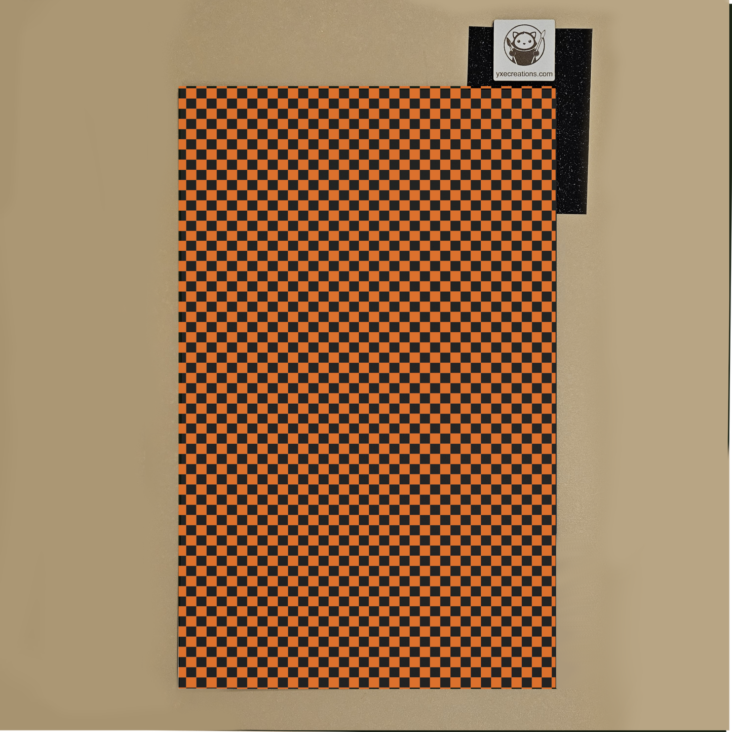Next Level Sheet - UV Printed Plywood and Acrylic Sheets - Orange Checkers - Preview
